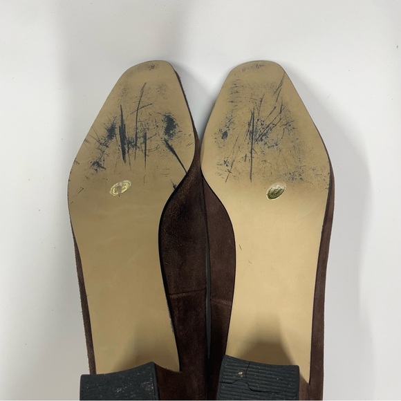 J. RENEE Brown Suede Leather Heel Pumps with Mink Fur Puff Ball Sz. 8 M - Picture 6 of 8